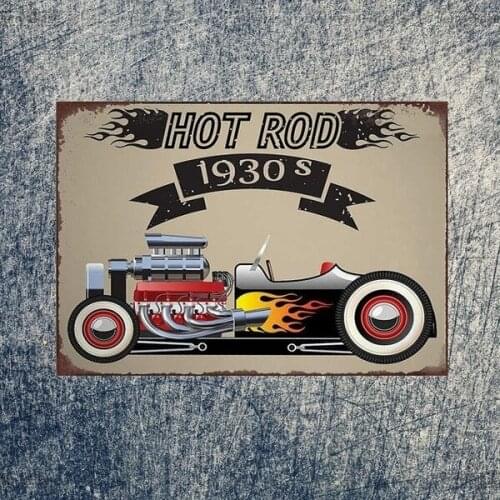 Divertido Hot Rod coche cartel de hojalata Vintage Bar Pub tienda casa decoracion de la pared de Metal arte cartel Retro taberna