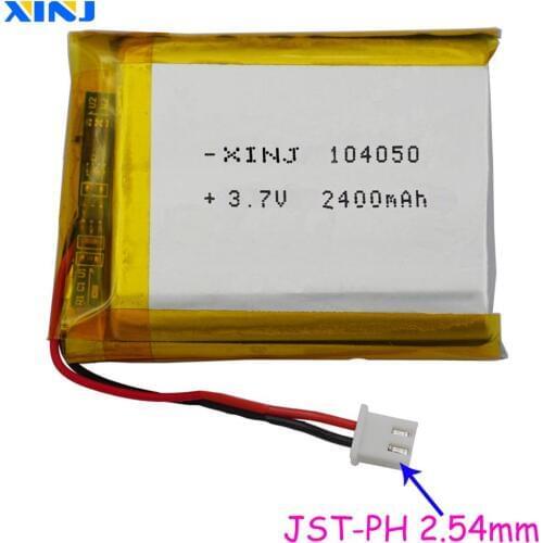 XINJ 3.7V 2400mAh lithium polymer battery lipo cell 104050 2pin JST 2.54mm For GPS Sat Nav Phone E-book PDA MID Camera Tablet PC