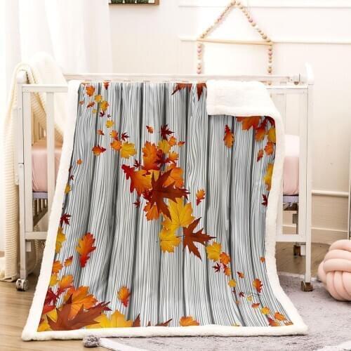 Baby Adult Soft Autumn Maple Leaf Printed Flannel Blanket Comfortable Breathable Material Suitable for Sofa Bedroom Bed