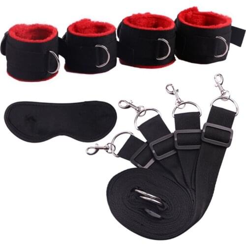 Sex Toys Kits For Women Men Bondage Handcuffs & Ankle Cuffs & Eye Mask Bondage Restraint Nylon Belt Adults Games for Couples