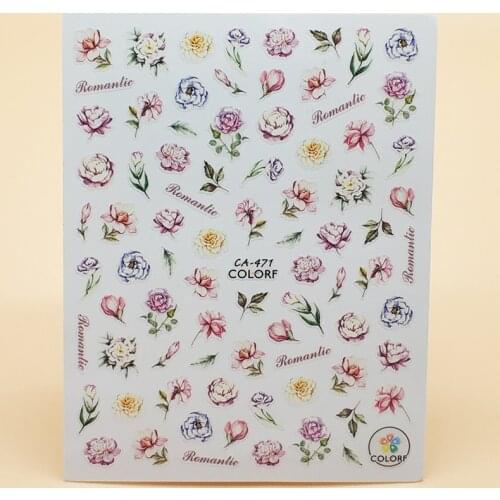 3D Nail Sticker Girl Manicure Decals Decoration Stickers for Nails Romantic Peony Flower Design Nail Art Sticker Accessories