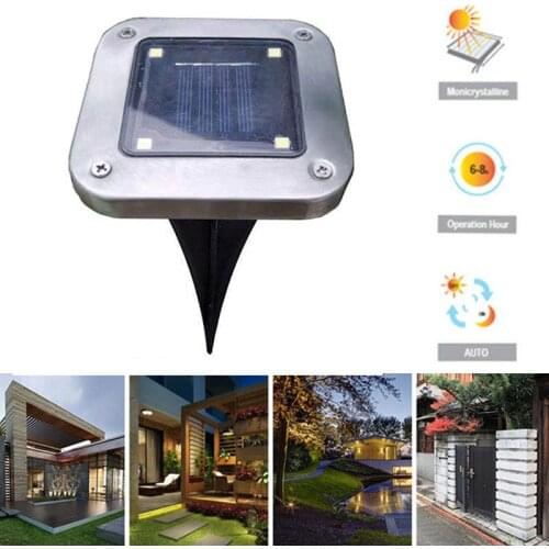 4LED Ground Lamp Buried Light Disk Lights Path Way Street Gutter Christmas Tree Decor Solar Power Security Outdoor Wedding