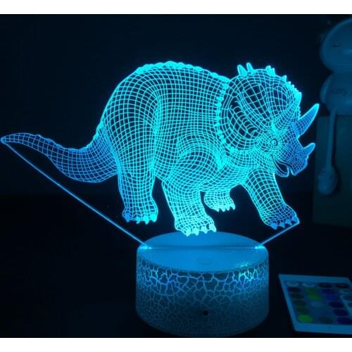 3D Dinosaur Nightlight Baby Sleep Lighting Triceratops Figure For Kids Child Bedroom Decor Birthday Gifts Bedside Lamp