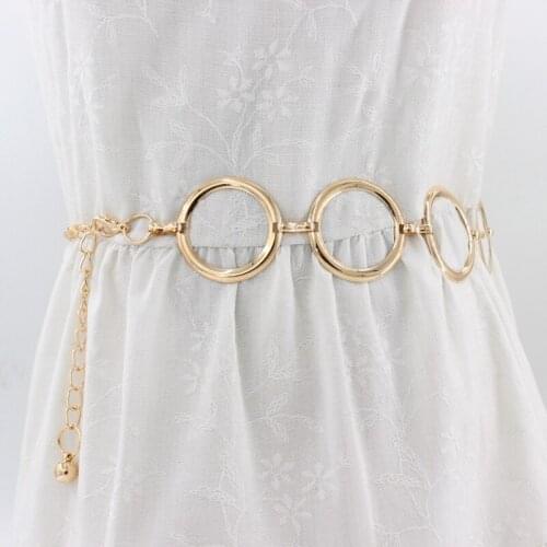 Metal Circle Chain Ladies Dress Belt Gold Color Belt for Women Fashion Long Tassel Female Waist Chain Belt pasek damski