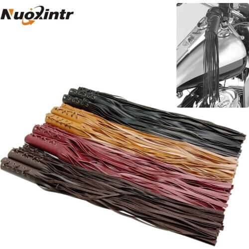 Nuoxintr Motorcycle Rivet Leather Hand Grips Brake Lever Fringe Tassel Cover For Harley Indian Cafe Racer 22mm 25mm Handlebar
