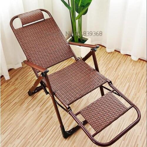 Lunch break treasure recliner wicker chair rattan backrest folding lunch break balcony home leisure chair lazy chair dual-purpos