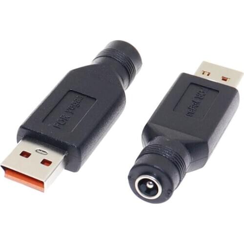 DC Power 5.5x2.1mm Converter Adapter Plug DC Female to USB Male Connector for Lenovo For Yoga 3 Male