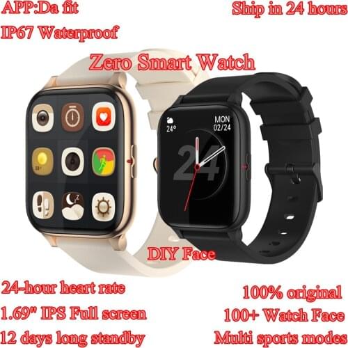 ZERO Men Smart Watch 1.69inch Full Touch Screen Heart Rate Monitoring Blood pressure IP67 Waterproof Fitness Track Smartwatch