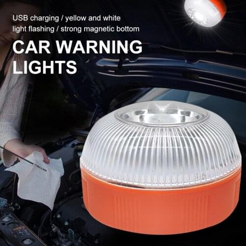 Car Roof LED Safety Beacon Light with Magnetic Base Rechargeable Amber White Lights for Truck Tractor Bus Car Emergency Light