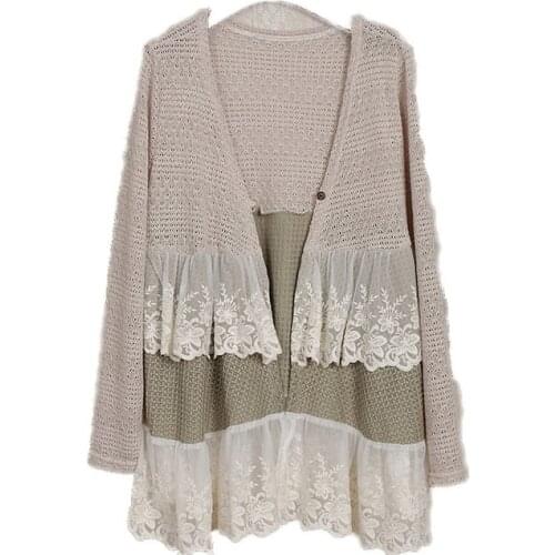 Japanese Mori Girl Hippie Boho Vintage Retro Harajuku Lace Ruffle Long Sleeve Forestry Jacket Tunic Women Fall Coat Blouse Tops
