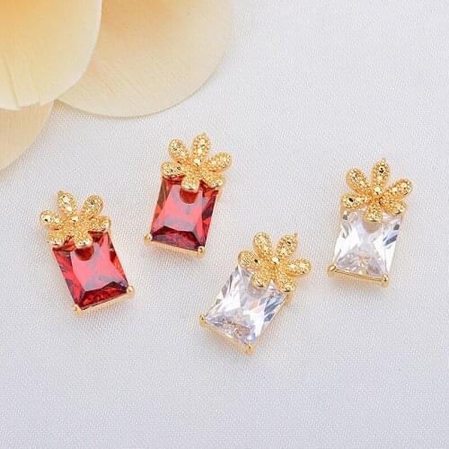 10pcs DIY bling charm earrings pendant spot small delicate zircon pendant copper gold pendant earrings accessories