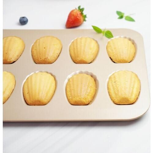 12Cup Nonstick Madeleine Pan Shell Shaped Carbon Steel Mold Baking Mould Tools U7ED