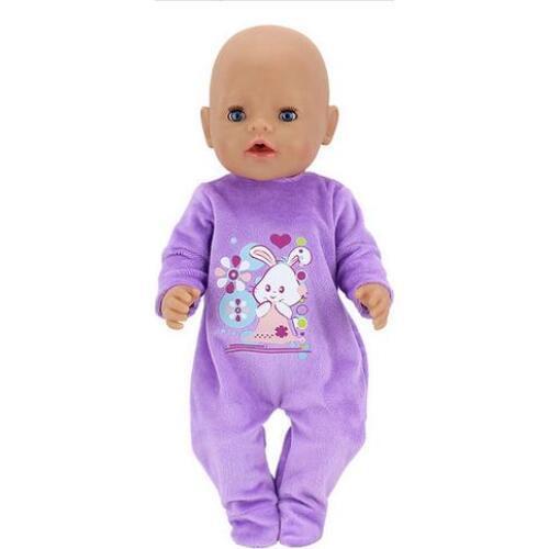 2018 Purple Set Doll Clothes Fit For 43cm baby Doll clothes reborn Doll Accessories