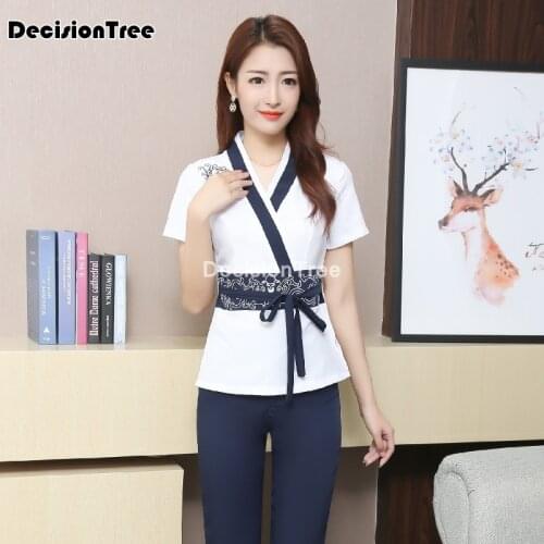 2021 beauty uniforms work clothing v neck fashion spa uniform massage workwear beauty technician massage suit