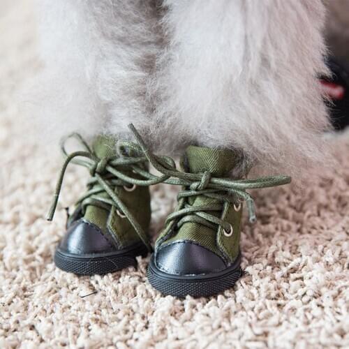 4pcs/Set Pet Dog Fashion Liberation Anti Slip Soft Canvas Shoes Autumn Winter Keeping Warm Shoes For Small Dogs PS719