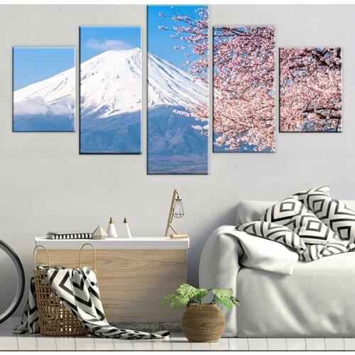 5 Pieces Snow Mountain Landscape Picture Home Decoration Canvas Print painting beautiful for living room