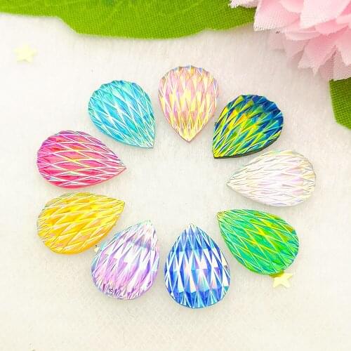 60pcs 10*14mm Water Drop Shiny Rhinestone Flatback Phoenix Down Cabochon Art Supply DIY Scrapbooking Phone/Wedding