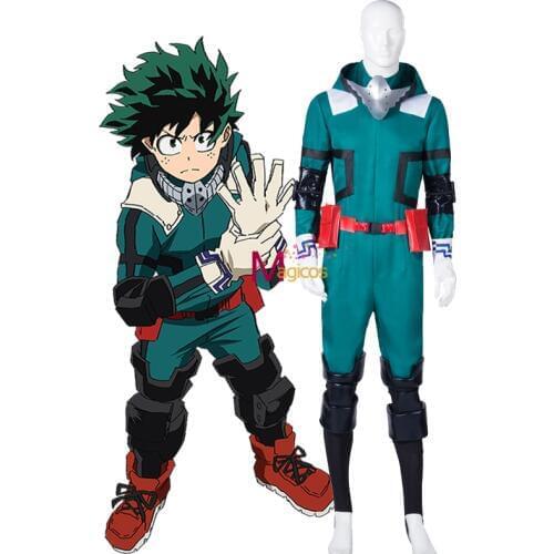 Anime My Boku No Hero Academia Izuku Midoriya Cosplay Costume Deku Combats Uniform Outfit Jumpsuit Wig Shoes Costumes