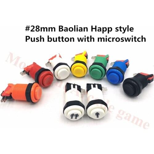 28mm Arcade Game Machine American Style Happ Push Button with Microswitch Start Button PC Game Controller DIY Parts