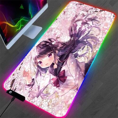 Japanese Cherry Girl Early Spring Large Mouse Pad Rubber Xxl Office Game Accessories Pink Desk Mat Laptop Mini Pc Mousepad 40x80