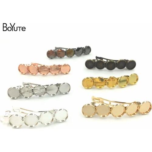 BoYuTe (10 Pieces/Lot) 12MM Cabochon Base Hair Clip Blank Tray 7 Colors Plated DIY Handmade Hair Accessories