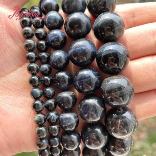 Natural Tigers Eye blue Smooth Stone Beads Loose 6/8/10/12mm For DIY Necklace Bracelet Jewelry Making Strand 15" Free Shipping