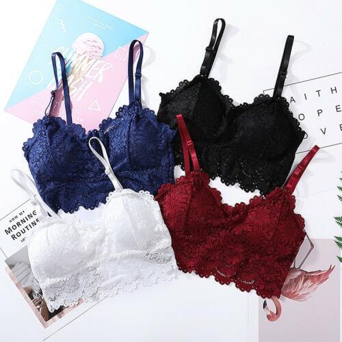 Sale Summer Sexy Flower Lace Bra Women Slim Thin Lace Strapless Bra Comfortable Padded Brassiere Wrapped Chest Fit Below 80B