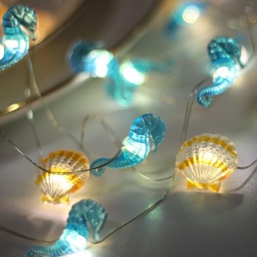 20led Shell Seahorse Starfish Warm White Battery Powered Light String Flamingo Unicorn Birthday Party Decoration Light New Year