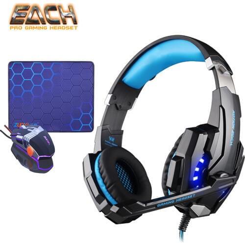 KOTION EACH G9000 3.5MM PS4 Game Gaming Headphone Headset Earphone Headband with Mic LED Light for Laptop Tablet Phone Headset