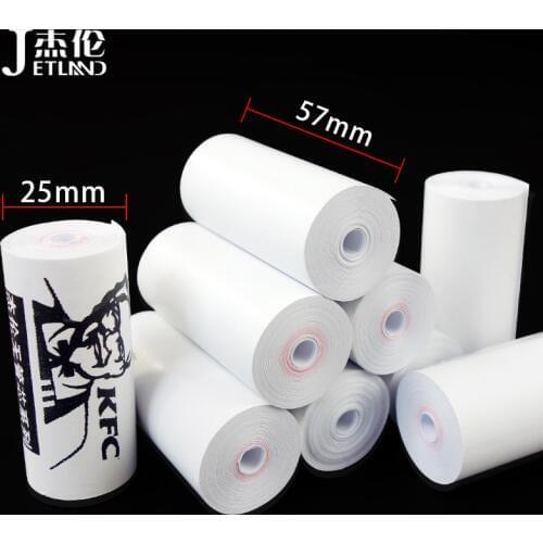 Jetland Thermal Paper 57 mm x 25 mm Coreless Mini Receipt paper 2 1/4 x 30' length, 10 Rolls
