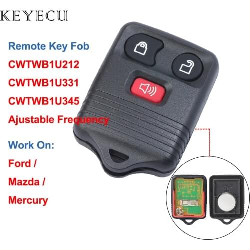 Keyecu Keyless Entry Remote Car Key Fob for Ford for Mazda for Mercury, Ajustable Frequency, CWTWB1U212 CWTWB1U331 CWTWB1U345