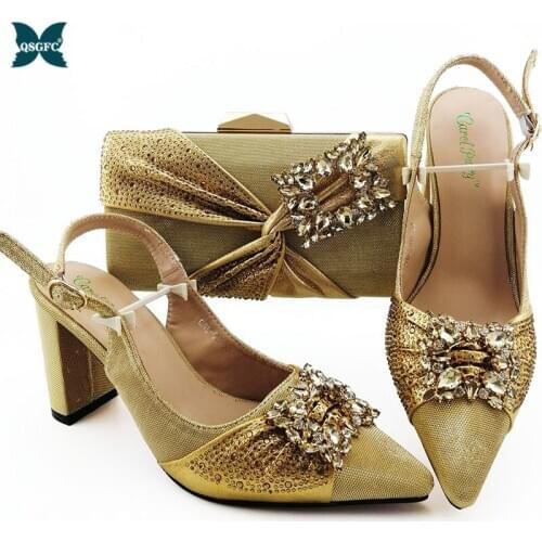 New Fashion Italian design Shoes with Matching Bags Set High Heel Sandal Women Summer Shoes African Wedding Shoe and Bag Set