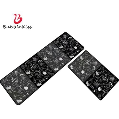 Bubble Kiss Creative Kitchen Carpet White Line Drawing Pattern Rug Nordic Style Floor Mat Home Entry Door Mat Strip Kitchen Rugs