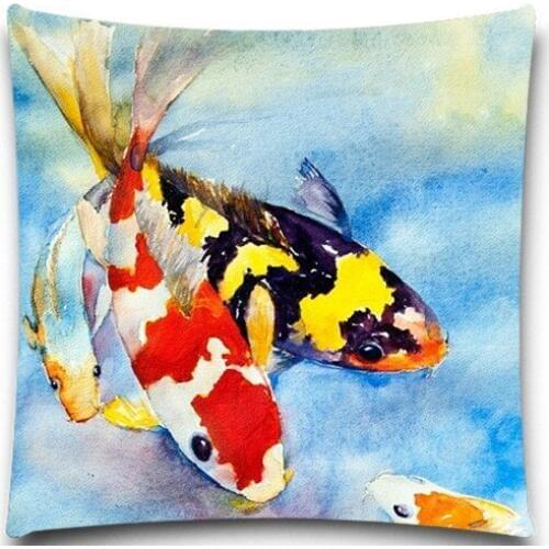 Square Color lead painting of Koi Pillow Case Home 2D Printing Brief Style 5 size 9 style for sofa car bedroom