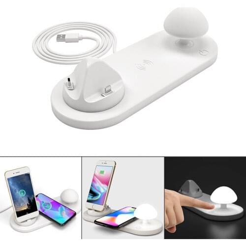 Multifunction Wireless Charger USB Port Charger with Night Light for iPhone Android JR Deals