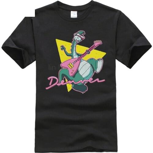 Denver The Last Dinosaur Playing Guitar Rock And Roll T Shirt Design t-shirt Cool Funny Tshirt Style Men Printed Fashion Tee