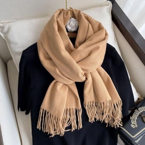 Soft Cashmere Scarves Women 2021 Autumn New Solid Color Wraps Thin Long Scarf with Tassel Casual Lady Winter Female Shawl
