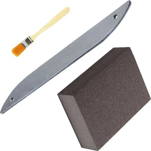 Stainless Steel Fret Tool&Sanding Sponge&Clean Brush Set for Guitar Maintenance Repair Luthier Tool
