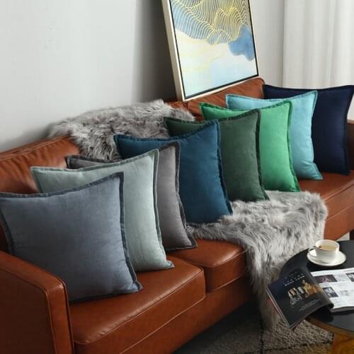 Solid Suede Cushion Cover Blue Green Grey Orange Pink Home Decorative Pillow Cover Lumber Pillow Case 45X45CM/30x50cm/60x60cm