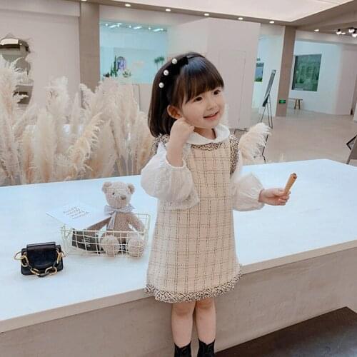 2021 New Spring Autumn Girls Vest Dress Baby Dress Kids Vestidos Children Clothes Plaid Gunny Sleeveless 3-7Y Baby Girls Clothes