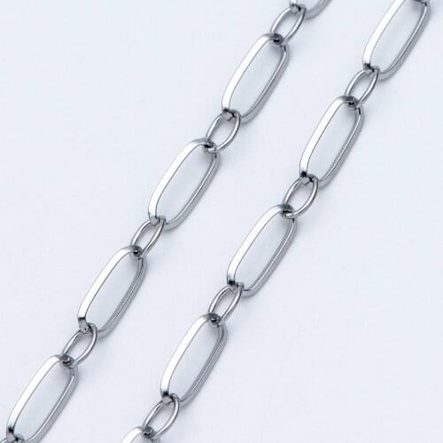Stainless Steel Oval Link Chains, Link Size 4x9.5mm, Silver tone Necklace Chain Findings, Color Not Tarnish (#LK-290)/ 1 Meter
