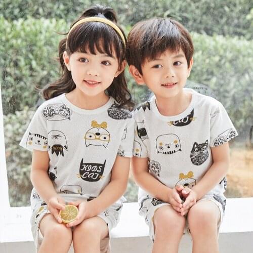Summer Cotton Pijama Infantil Short-sleeved Baby Girl Clothes Suit Cartoon Children Clothing Kids Pajamas Toddler Boys Sleepwear