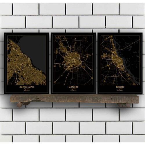 Buenos Aires Cordoba Rosario Argentina Map Poster
