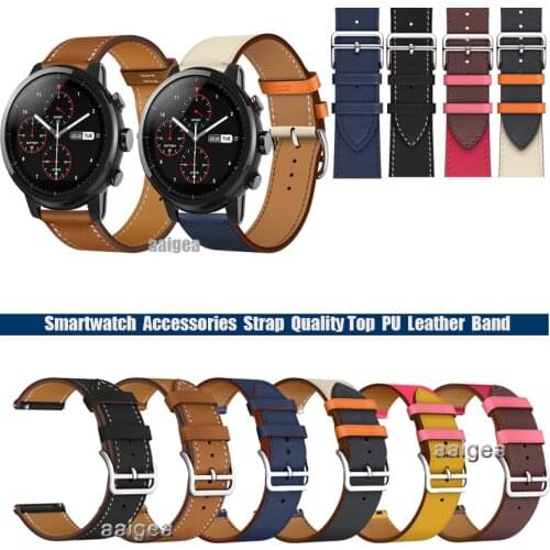 20mm 22mm Leather Watch Band Strap for Huami Amazfit Stratos 2 2S 3 for Huami PACE GTR 2 GTR 47mm Replacement Wrist band
