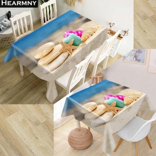 HEARMNY Seashells-Starfish Tablecloth 3D Oxford Fabric Square/Rectangular Dust-proof Table Cover For Party Home Decor TV Covers