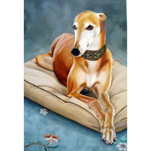 TOP Original animal art - GREYHOUND DOG a greyhound oil painting on canvas # animal Decor accept custom painting