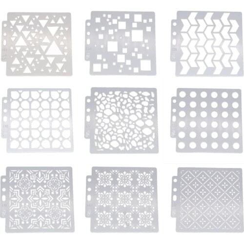 Y8AB Geometric DIY Layering Stencils Painting Scrapbooking Coloring Embossing Album Decorative Template Card Tool