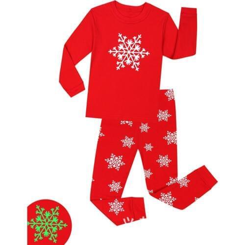 TUONXYE Boys Luminous Snowflake Pajamas Kids Pajamas Set Cotton Child Pyjamas Children Long Sleeve Homewear Girl Sleepwear Set