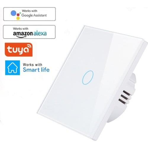 Tuya WiFi Smart Light Switch with Luxuray Glass Panel Touch Sensor Smart Wall Switch 1 2 3 Gang Voice Support Alexa Google Home