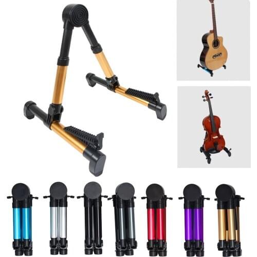 Aluminum Alloy Universal Foldable Folding Lightweight Portable Guitar Bass Stringed Instrument Stand Holder Adjustable X471D
